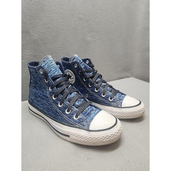 Converse Chuck Taylor All Star Hi Canvas Blue Knit Trainers Women's Sz 7 - Picture 1 of 8